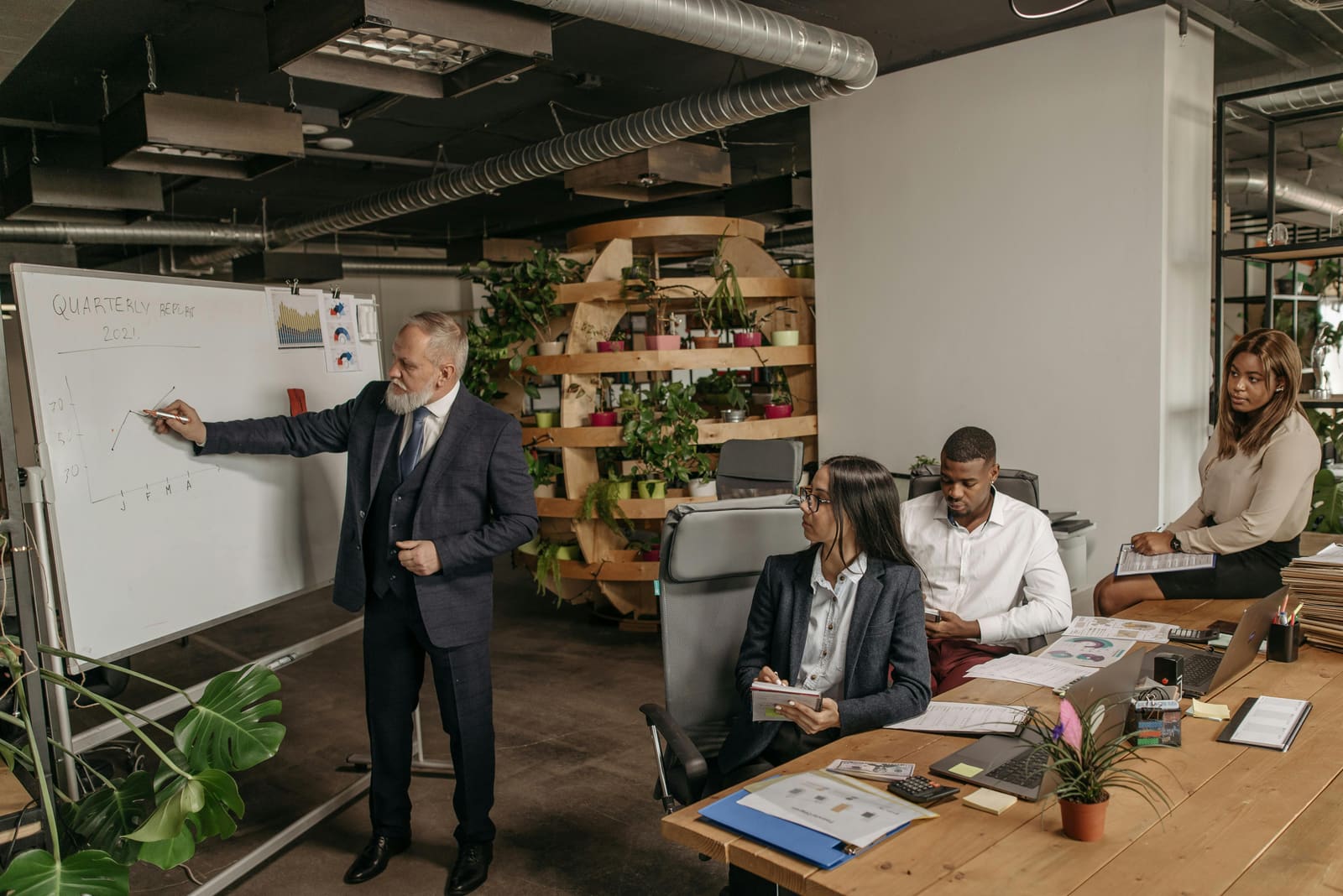 People collaborating during a strategy meeting
